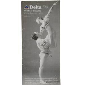 Delta Air Lines Worldwide Timetable, 9/1/02, Richard Cragun, Marcia Haydée Cover